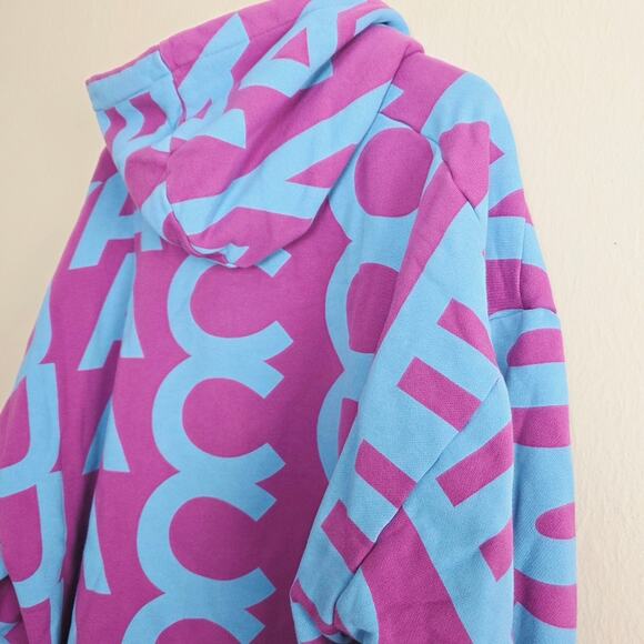 NEW Marc Jacobs Monogram Jumbo Logo Purple and Blue Graphic Oversized Hoodie - Picture 9 of 14